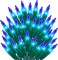 Ultra-Bright Connects End to End Blue Christmas Mini Lights 100L 19.6Ft UL Listed Incandescent Bulb String Light Set for Indoor Outdoor Holiday Garden Party Christmas Tree Garland Decor